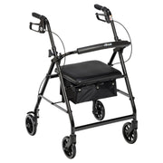 RIO Medical Supplies Rollator Rolling Walker with 6" Wheels, Fold Up Removable Back Support and Padded Seat
