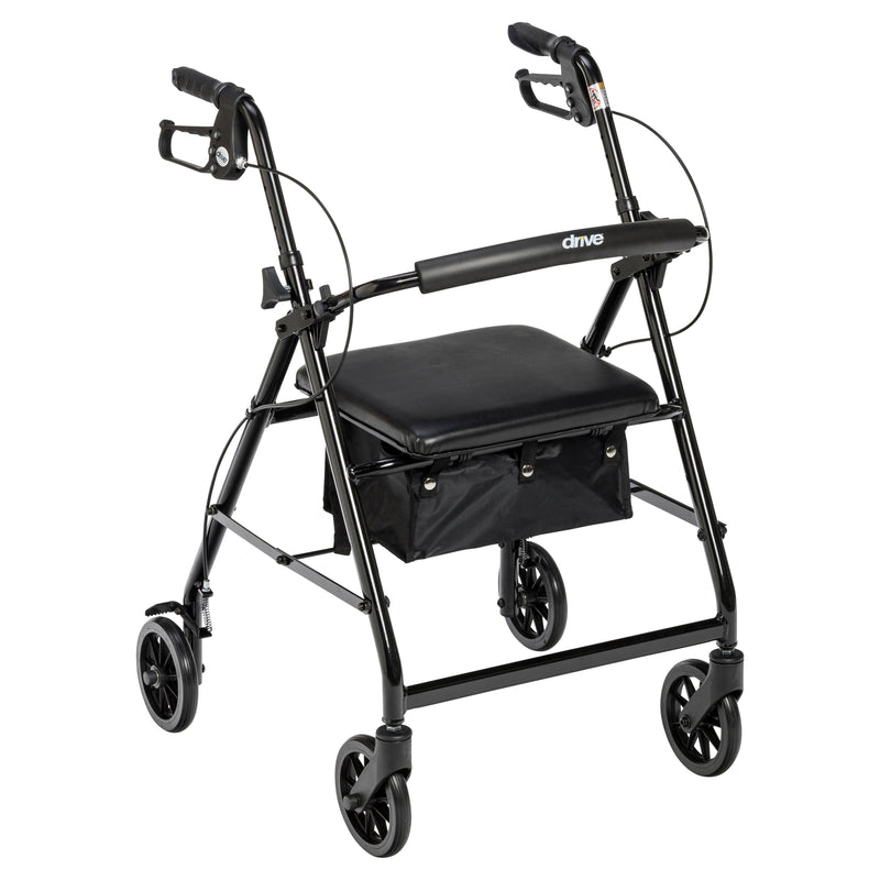 RIO Medical Supplies Rollator Rolling Walker with 6" Wheels, Fold Up Removable Back Support and Padded Seat
