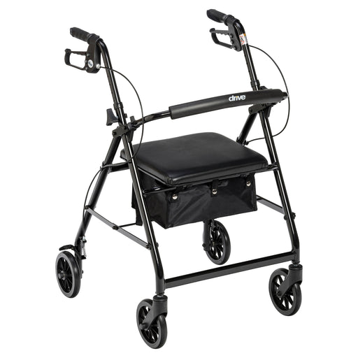 RIO Medical Supplies Rollator Rolling Walker with 6" Wheels, Fold Up Removable Back Support and Padded Seat