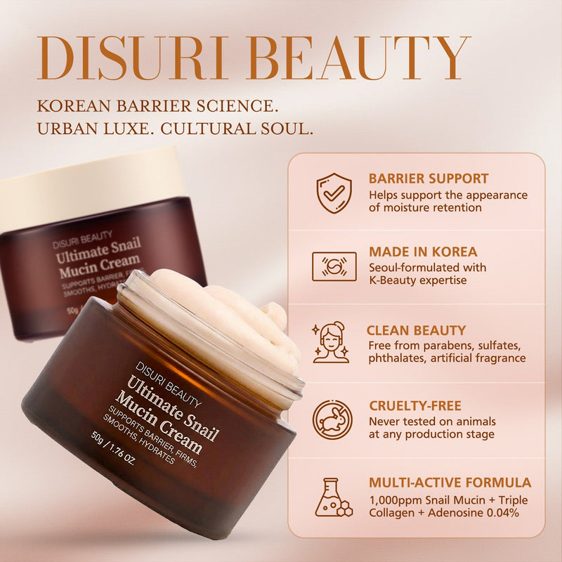 DISURI BEAUTY DISURI Beauty Ultimate Snail Mucin Cream Face Moisturizer Light Gray