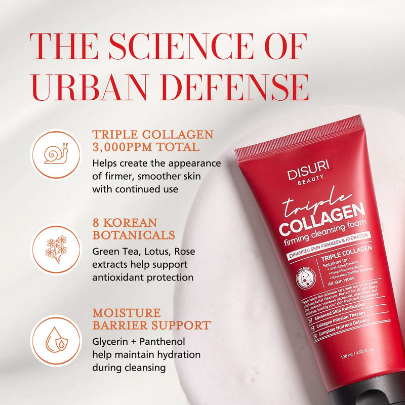 DISURI BEAUTY DISURI Triple Collagen Firming Foam - Korean Anti-Aging Cleanser with 3,000ppm Collagen Complex
