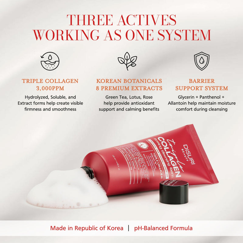 DISURI BEAUTY DISURI Triple Collagen Firming Foam - Korean Anti-Aging Cleanser with 3,000ppm Collagen Complex