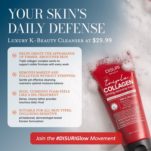 DISURI BEAUTY DISURI Triple Collagen Firming Foam - Korean Anti-Aging Cleanser with 3,000ppm Collagen Complex