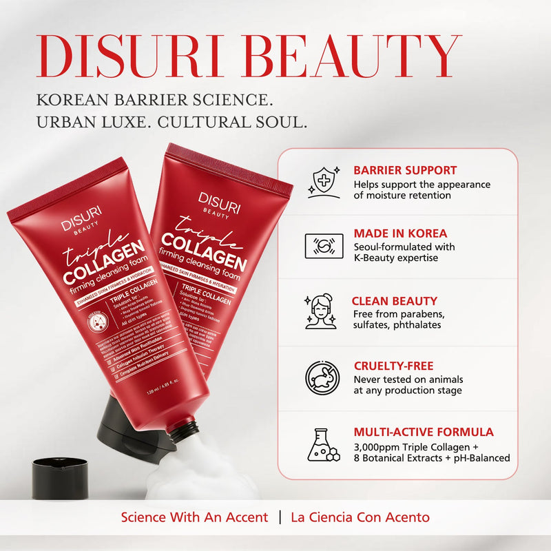 DISURI BEAUTY DISURI Triple Collagen Firming Foam - Korean Anti-Aging Cleanser with 3,000ppm Collagen Complex