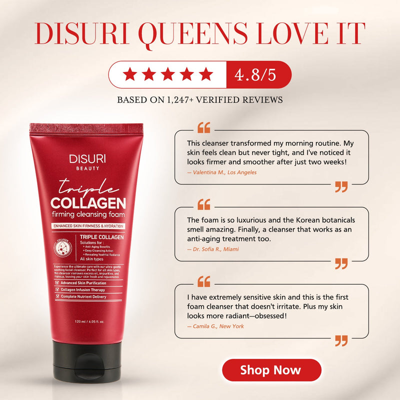 DISURI BEAUTY DISURI Triple Collagen Firming Foam - Korean Anti-Aging Cleanser with 3,000ppm Collagen Complex