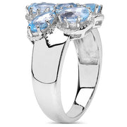 Bids.com 3.56 Carat Genuine Blue Topaz .925 Sterling Silver Cluster Ring Rings