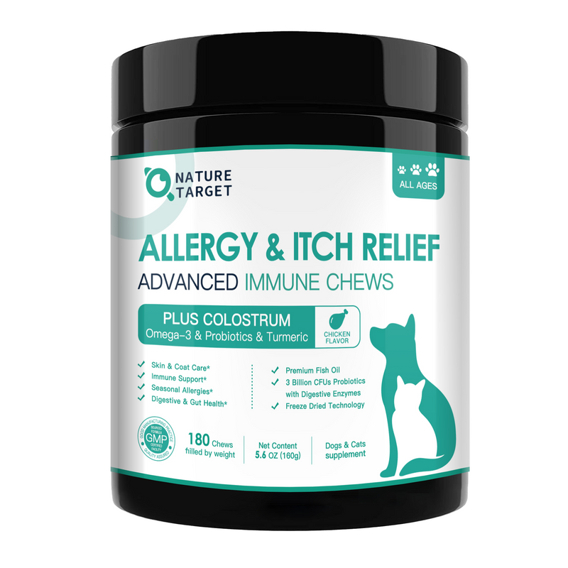 Nature Target Dogs & Cats Allergy Relief Chews, 3 Billion CFUs Pet Vitamins Supplements