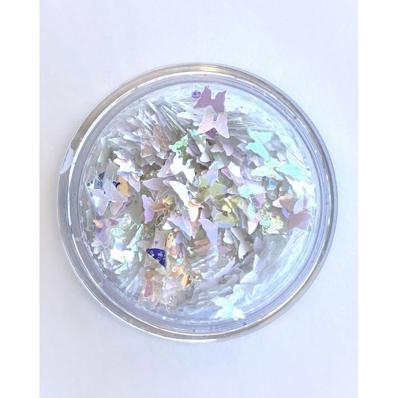 Lunautics Dolly - White Iridescent Chunky Glitter with Butterflies Chunky Glitter