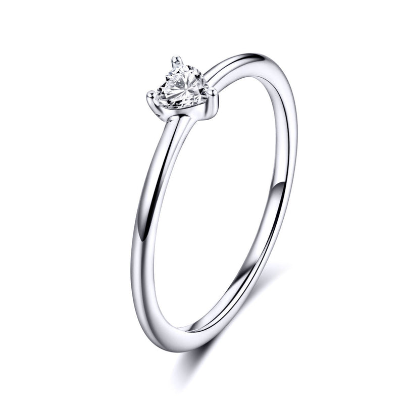Bids.com 925 Sterling Silver Ring Size 6.0 with CZ and Platinum Plating for Women Rings