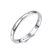Bids.com 925 Sterling Silver Size 6.0 Plated Platinum Pavé Setting CZ Ring for Women Rings
