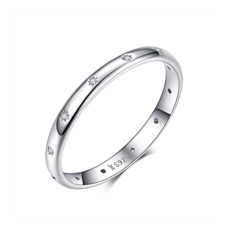 Bids.com 925 Sterling Silver Size 6.0 Plated Platinum Pavé Setting CZ Ring for Women Rings
