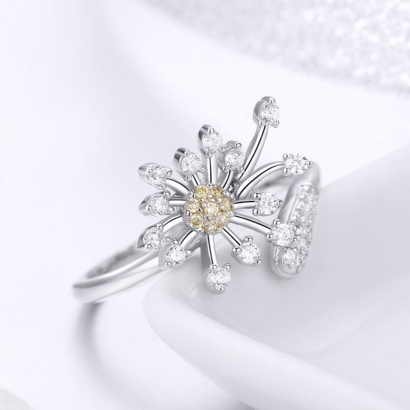 Bids.com 925 Sterling Silver Ring with Plated Platinum and Pavé Setting CZ Rings
