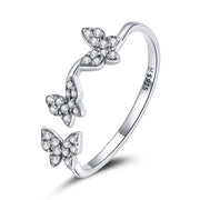 Bids.com 925 Sterling Silver Oxidized Butterfly Ring with Pavé Setting CZ for Women Rings