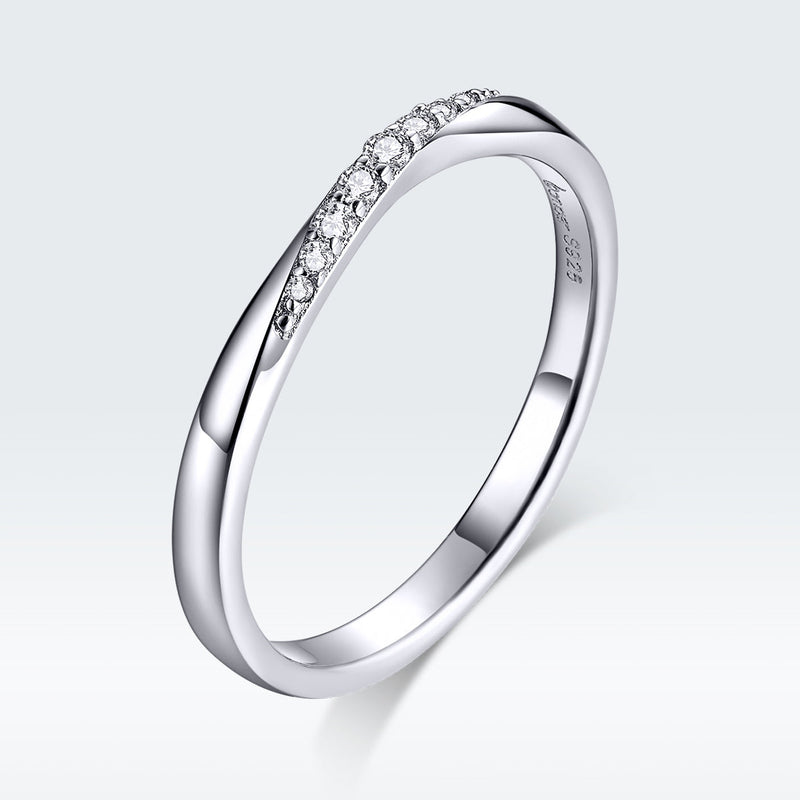 Bids.com 925 Sterling Silver Pavé Set CZ Platinum Plated Ring Size 6 for Women Rings