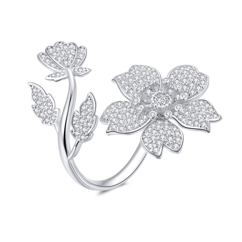Bids.com 925 Sterling Silver Plated Platinum Pavé Setting CZ 0.2cm Ring Rings