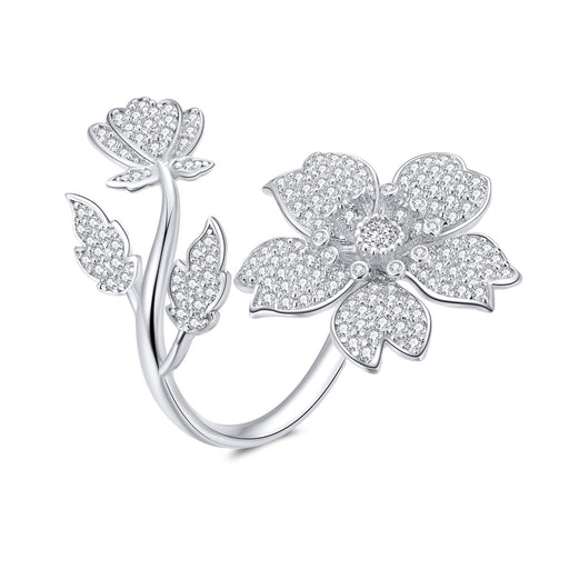 Bids.com 925 Sterling Silver Plated Platinum Pavé Setting CZ 0.2cm Ring Rings
