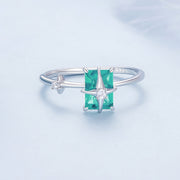 Bids.com 925 Sterling Silver 1.40mm Width CZ & Glass Ring Size 6 for Women Rings