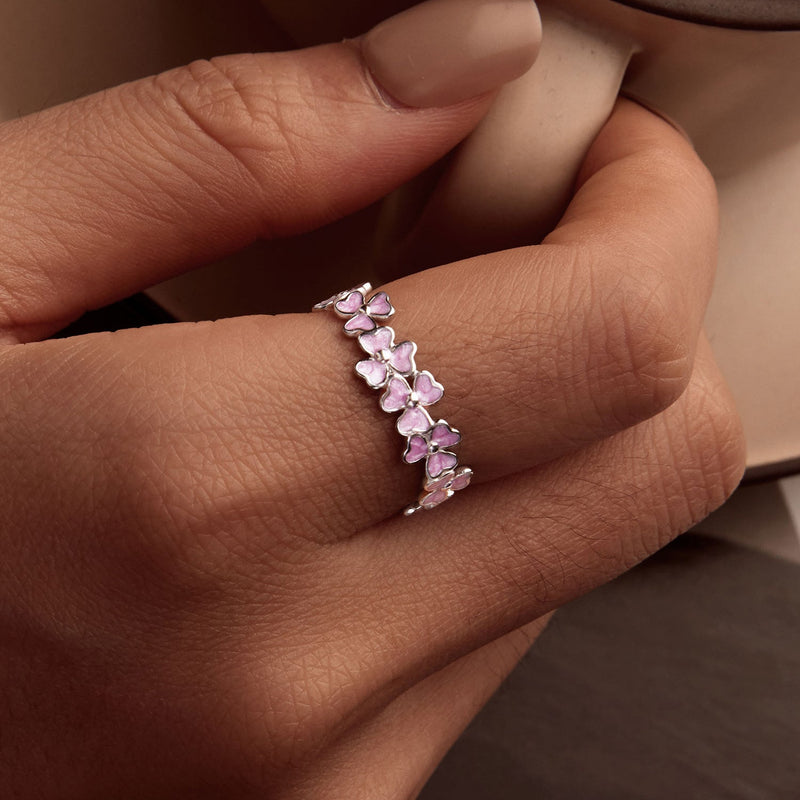 Bids.com 925 Sterling Silver Enamel Platinum Plated Ring Size 6 for Women Rings