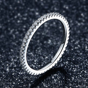 Bids.com 925 Sterling Silver Platinum Plated CZ Pavé Setting Ring Size 5.0 for Women Rings