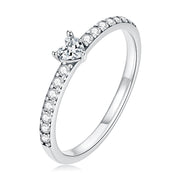 Bids.com 925 Sterling Silver Oxidized Ring with Pavé Setting CZ, Size 6 for Women Rings