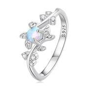 Bids.com 925 Sterling Silver Opal & CZ Ring 0.2cm Size 6.0 for Women Rings