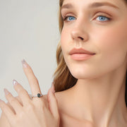 Bids.com 925 Sterling Silver Agate and CZ Pendant Ring Size 6 for Women Rings