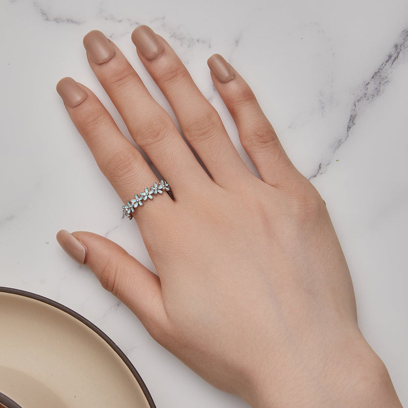 Bids.com 925 Sterling Silver Enamel Process Plated Platinum Ring Size 6 for Women Rings