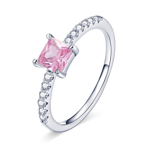 Bids.com 925 Sterling Silver Ring Size 6.0 with Pavé Setting CZ and Platinum Plating Rings