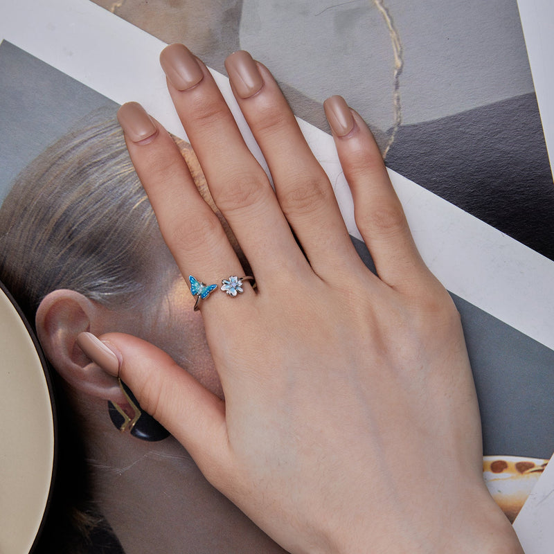 Bids.com 925 Sterling Silver Opal Nanometer Stone Plated Platinum Ring Rings
