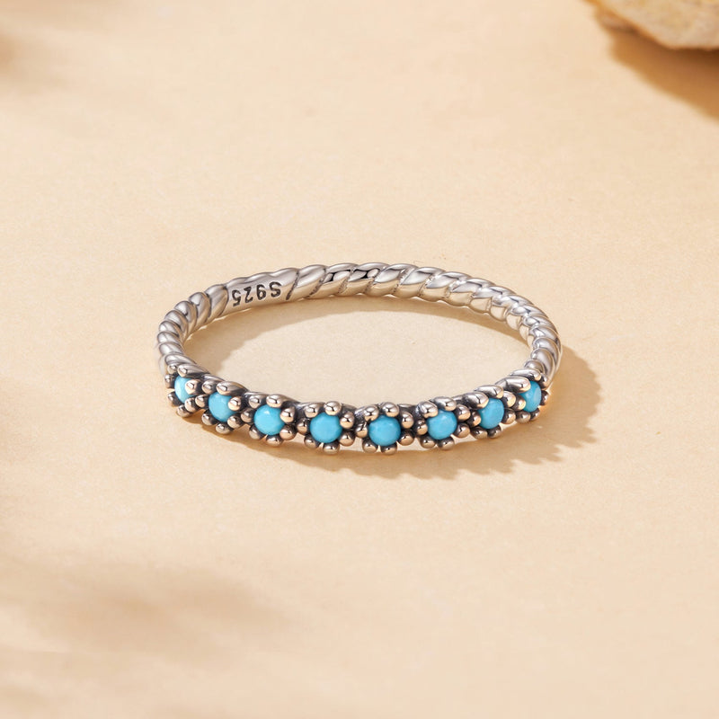 Bids.com 925 Sterling Silver Synthetic Turquoise Ring Size 6.0 Rings