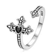 Bids.com 925 Sterling Silver Pavé Setting CZ Oxidized Silver Ring Rings