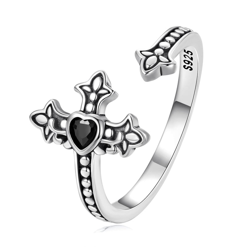 Bids.com 925 Sterling Silver Pavé Setting CZ Oxidized Silver Ring Rings
