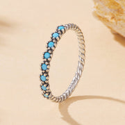 Bids.com 925 Sterling Silver Synthetic Turquoise Ring Size 6.0 Rings