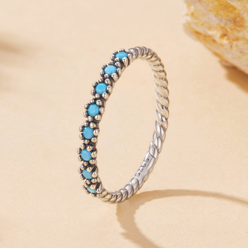 Bids.com 925 Sterling Silver Synthetic Turquoise Ring Size 6.0 Rings
