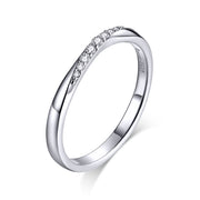 Bids.com 925 Sterling Silver Pavé Set CZ Platinum Plated Ring Size 6 for Women Rings