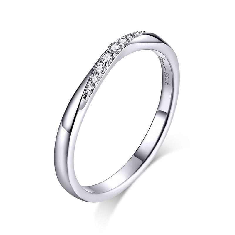 Bids.com 925 Sterling Silver Pavé Set CZ Platinum Plated Ring Size 6 for Women Rings