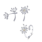 Bids.com 925 Sterling Silver Ring with Plated Platinum and Pavé Setting CZ Rings