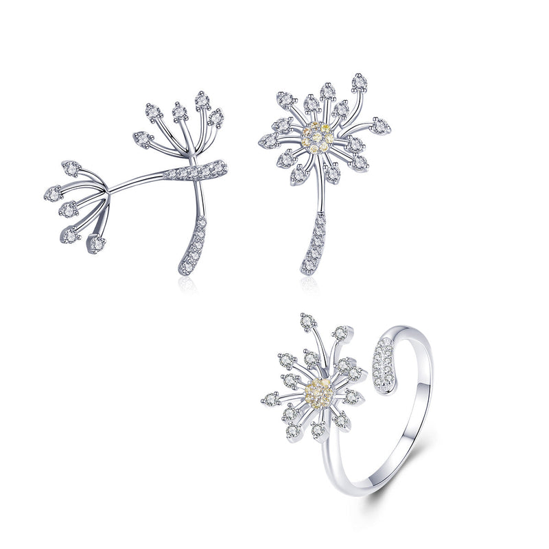 Bids.com 925 Sterling Silver Ring with Plated Platinum and Pavé Setting CZ Rings
