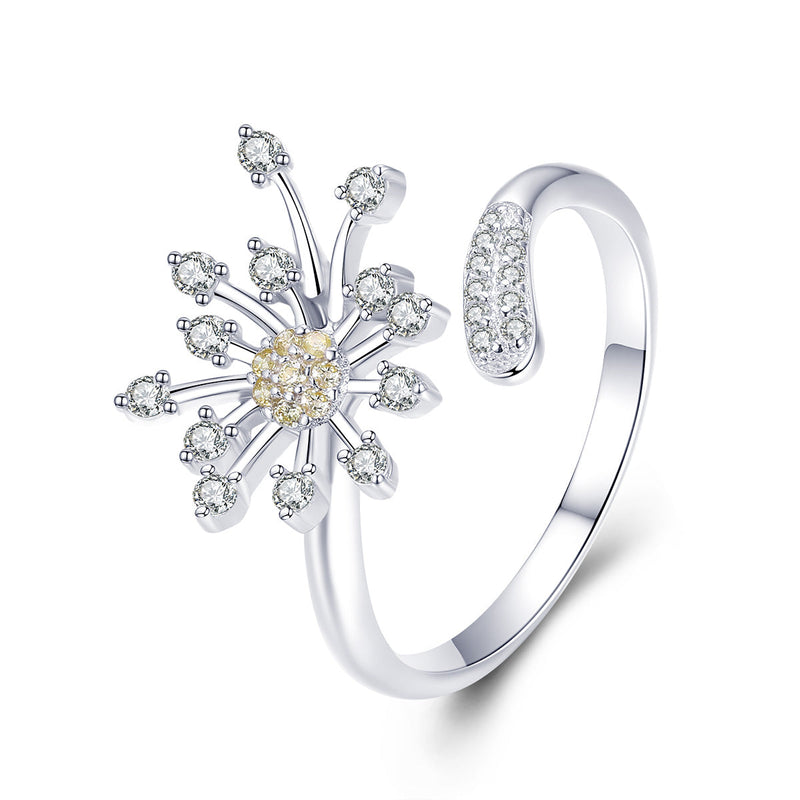 Bids.com 925 Sterling Silver Ring with Plated Platinum and Pavé Setting CZ Rings