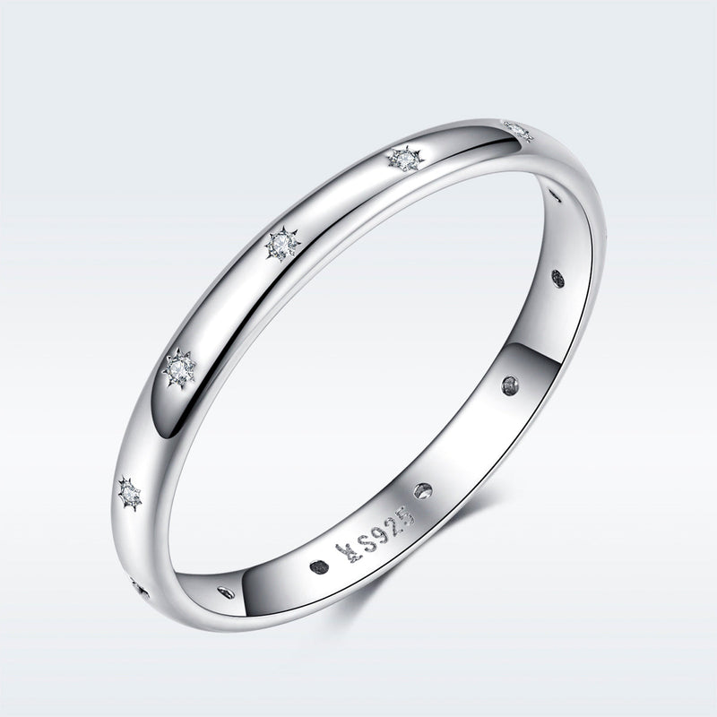 Bids.com 925 Sterling Silver Size 6.0 Plated Platinum Pavé Setting CZ Ring for Women Rings