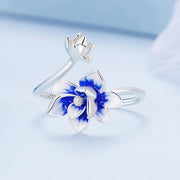 Bids.com 925 Sterling Silver Enamel Flower Ring Rings