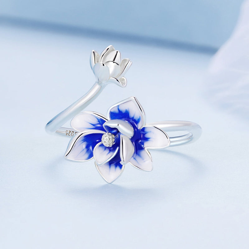 Bids.com 925 Sterling Silver Enamel Flower Ring Rings