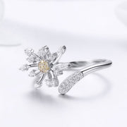 Bids.com 925 Sterling Silver Ring with Plated Platinum and Pavé Setting CZ Rings