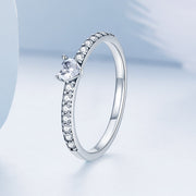Bids.com 925 Sterling Silver Oxidized Ring with Pavé Setting CZ, Size 6 for Women Rings