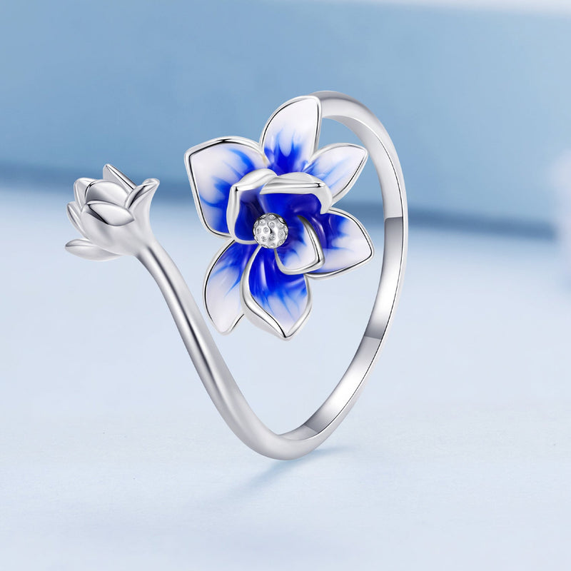 Bids.com 925 Sterling Silver Enamel Flower Ring Rings