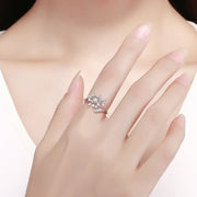Bids.com 925 Sterling Silver Ring with Plated Platinum and Pavé Setting CZ Rings