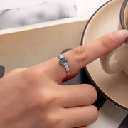Bids.com 925 Sterling Silver Agate and CZ Pendant Ring Size 6 for Women Rings