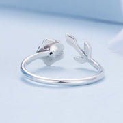 Bids.com 925 Sterling Silver Oxidized Flower Design Ring with Pavé Setting CZ Rings