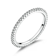 Bids.com 925 Sterling Silver Platinum Plated CZ Pavé Setting Ring Size 5.0 for Women Rings