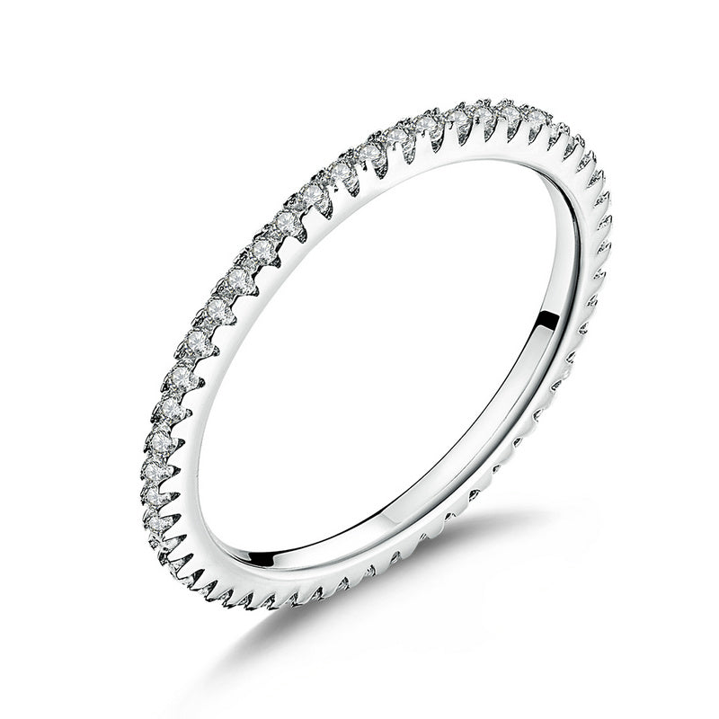 Bids.com 925 Sterling Silver Platinum Plated CZ Pavé Setting Ring Size 5.0 for Women Rings
